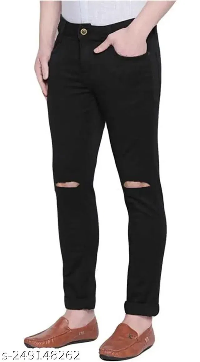 Denim Slim Fit Jeans for Men (Black, 34)