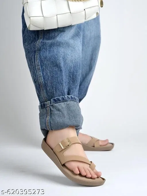Shoetopia Beige Solid Sandals (IND-5)