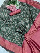 Litchi Silk Woven Design Saree for Women, Green 