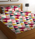 Glace Cotton Printed Fitted Double Bedsheet with Two Pillow Covers 