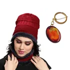 Balaclava Cap with Neck Warmer & Key Chain, Set of 2 (Maroon)