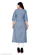Solid Embroidered Calf Length Kurti for Women 