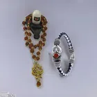 Designer 5 Mukhi Rudraksha Bracelet with Mala for Men (Multicolor, Set of 2)