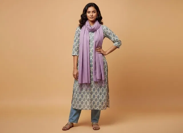 Women Viscose LINEN Solid scarf (Lavender)