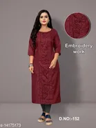 Floral Embroidered Cotton Blend Kurti for Women 