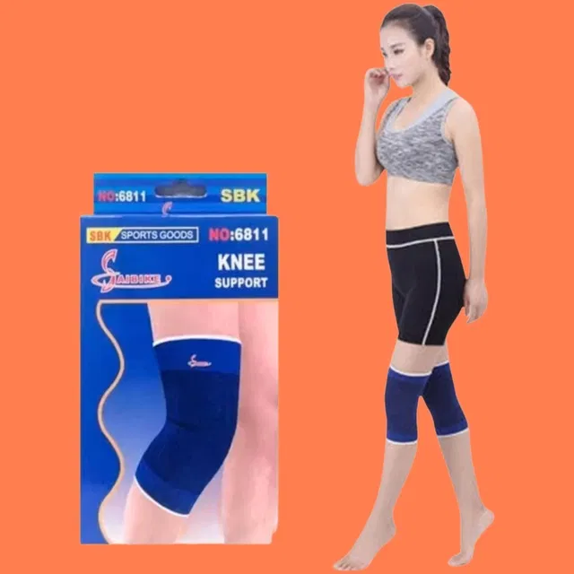 Polyester Solid Knee Sleeves for Women (Blue, Set of 1)