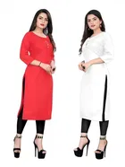 Crepe Solid Kurtis for Women 
