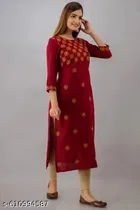 Floral Embroidered Rayon Kurti for Women 