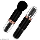 4-in-1 Travel Portable Makeup Brush Set, Mini Lip, Foundation, Blending, Powder, Eye Shadow Brushes for Women's Facial Cosmetics, Black