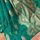 Litchi Silk Zari Woven Saree for Women, Teal 