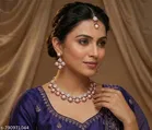 Pearl Crystal Studded Necklace Set for Women 