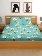 Glace Cotton Elastic Fitted Double Bedsheet with 2 Pillow Covers 