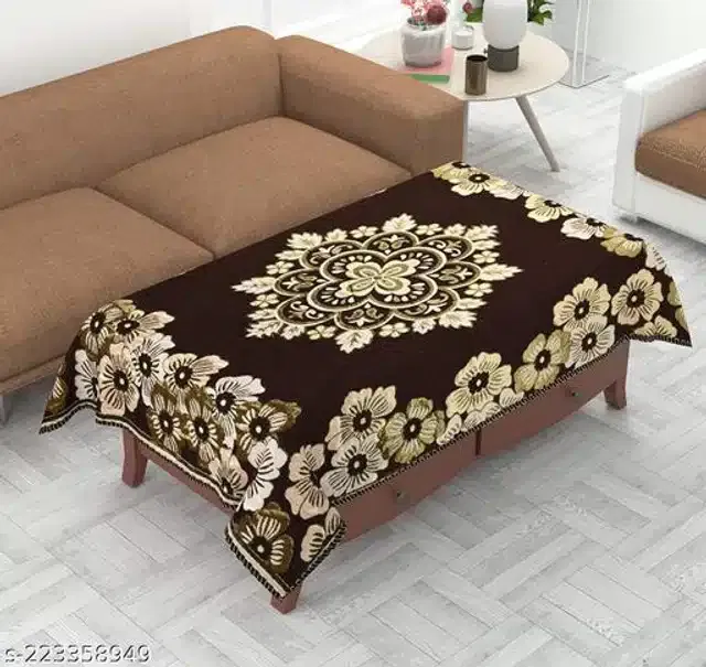 Polyester Center Table Cover (Brown, 50x60 inches)