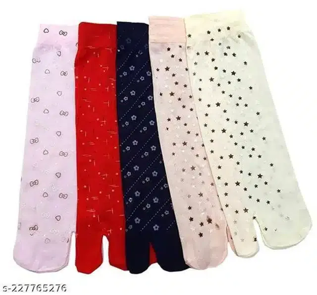 Nylon Socks for Women (Multicolor, Pack of 5)