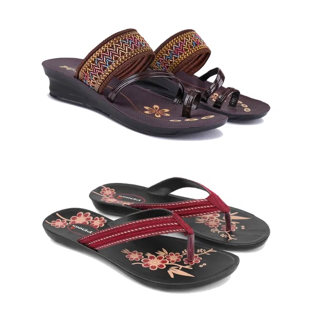Sandals for Women (Multicolor, 8) (Pack of 2)