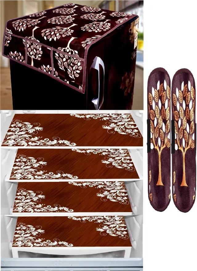 Knit 7 Pcs Fridge Cover Set (Multicolor, Set of 1)