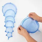 REALISTIC AIRCOOL Silicone Stretch Lids, Multi Size Reusable Silicone Lids Food and Bowl Covers, Dishwasher and Freezer Safe -Blue,  Pack of 6