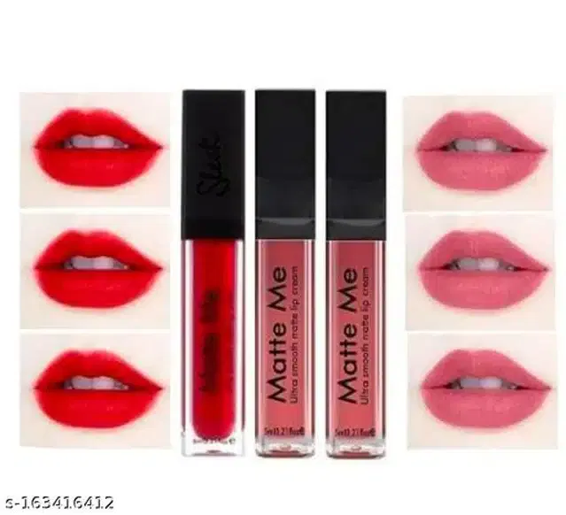 Matte Me Liquid Lipsticks (Red & Nude, Pack of 3)