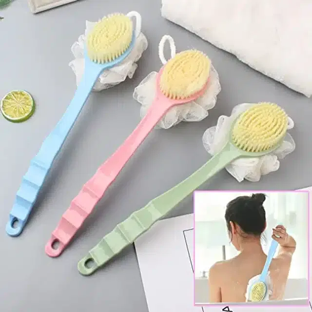 Plastic 2 in 1 Bath Brush (Multicolor, Pack of 3)