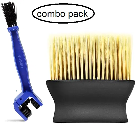 Combo of Car Interior Dirt & All Type Chain-Gears Cleaning Brush (Multicolor, Set of 2)