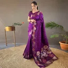 Litchi Silk Woven Design Saree for Women, Purple 