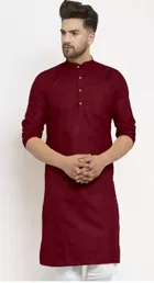 Full Sleeves Solid Kurta with Payjama for Men 