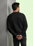 Fleece Printed Sweatshirt for Men, Black 