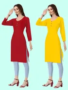 Crepe Solid Kurtis for Women 