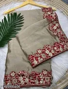Chinnon Saree for Women, Cream 