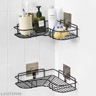 Stainless Steel Bathroom Shelves (Black, Pack of 2)