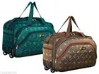 Polyester Duffel Bags (Brown & Turquoise, Pack of 2)