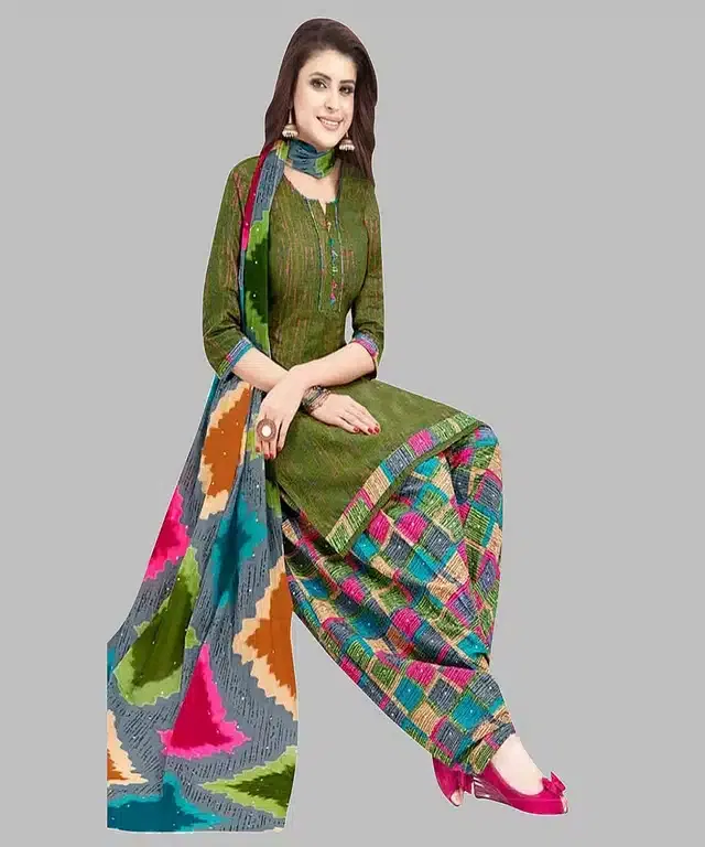 Unstitched Dress Material for Women & Girls (Green)