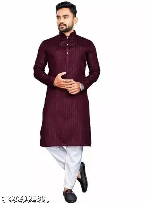 Kurta for Men (Maroon, XL)