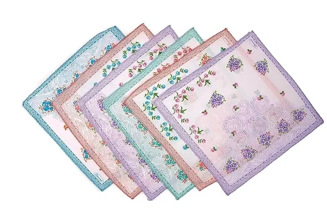 Cotton Printed Handkerchiefs for Women (Multicolor, Pack of 6)