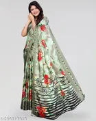 Tussar Silk Printed Saree for Women, Green 