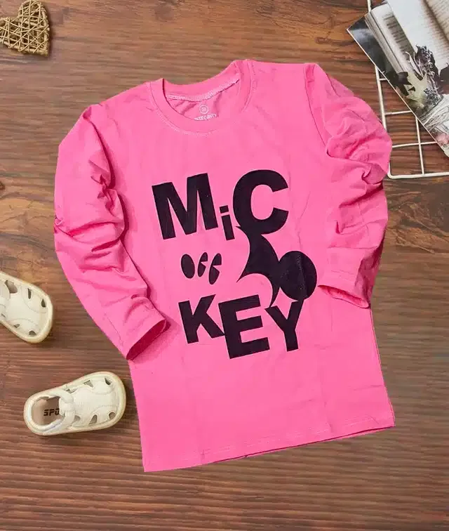 Cotton Printed T-shirt for Kids (Pink, 7-8 Years)