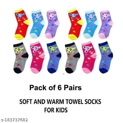 Woolen Socks for Kids (Multicolor, 10-11 Years) (Set of 6)