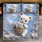 Premium 7D Cute Teddy Printed Bedsheet 90x100in