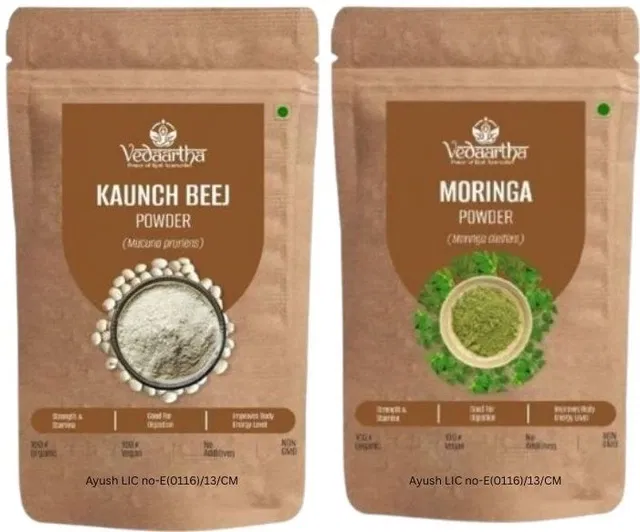 Vedaartha Moringa Leaf & Kaunch Beej Powder, Pack of 2 (50 g)