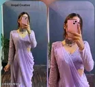 Georgette Solid Saree For Women, Lavender