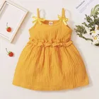 Cotton Blend Solid Dress for Girls 