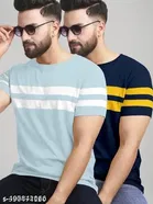 Cotton Blend T-shirt for Men, Multicolour, Pack of 2 