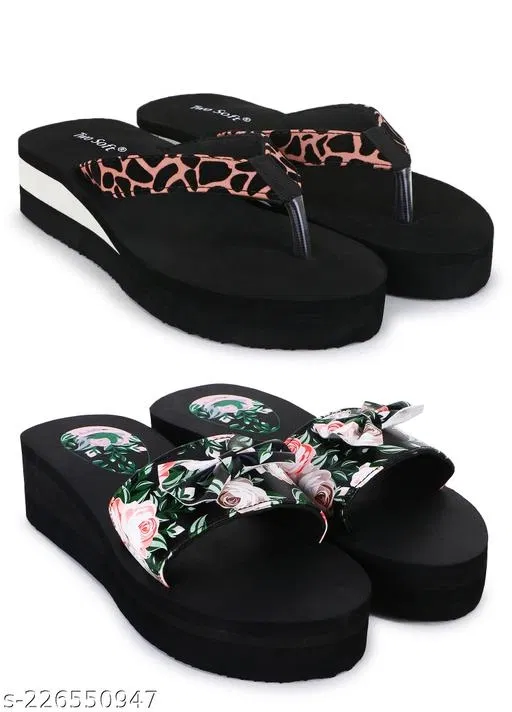 EVA Flip-flops for Women (Black, 4) Pack of 2