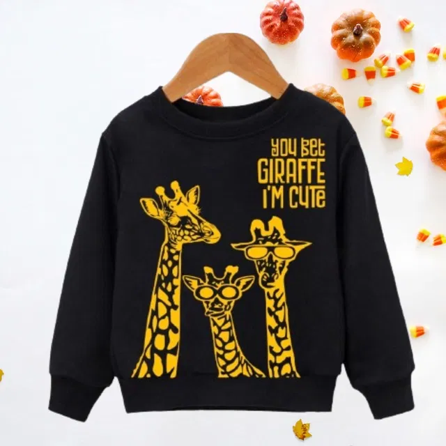 Cotton Full Sleeves Printed Sweatshirt for Kids (Black, 4-5 Years)