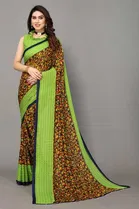 Casual Georgette Women Printed Saree With Unstitched Blouse 