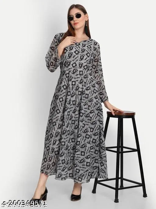 Adrika Voguish Party Gown for Women (Multicolor, XL)