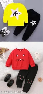 Cotton Blend Full Sleeves T-Shirt with Pant Clothing Set for Kids 