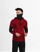 Cotton Blend Color Blocked Hoodies for Men 