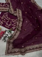 Georgette Saree for Women, Wine 
