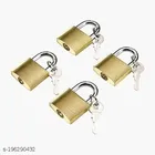 Brass Polished Metal Pressing Lock (Gold, Pack of 4)